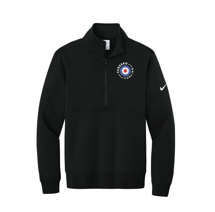 Subzero Curling Nike Club Fleece Sleeve Swoosh 1/2-Zip -BLACK
