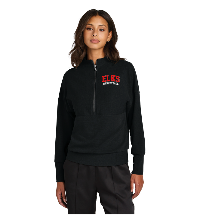Elk River Basketball Mercer+Mettle® WOMEN'S Linear Texture 1/4-Zip - BLACK