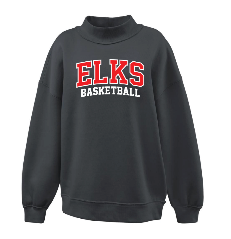 Elk River Basketball Mockneck Sweatshirt - BLACK