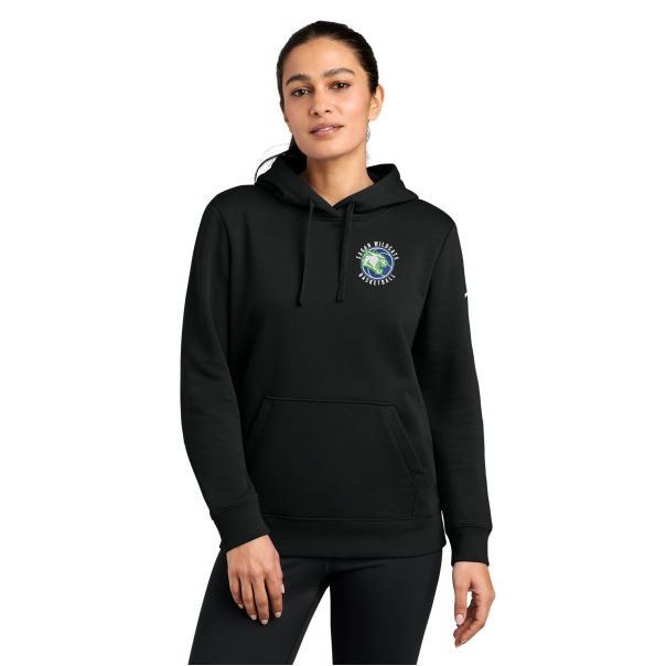 EAGAN COACH Nike Women's Club Fleece Sleeve Swoosh Pullover Hoodie - BLACK