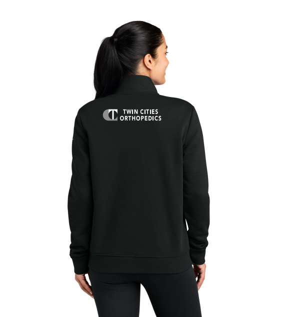EAGAN COACH Nike Women's Club Fleece Sleeve Swoosh 1/2-Zip - BLACK