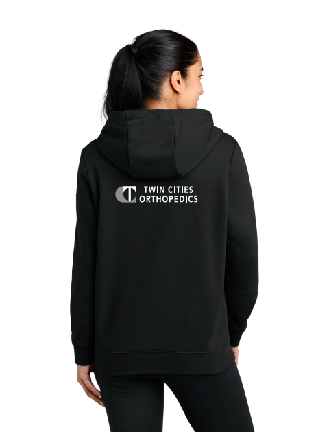 EAGAN COACH Nike Women's Club Fleece Sleeve Swoosh Pullover Hoodie - BLACK