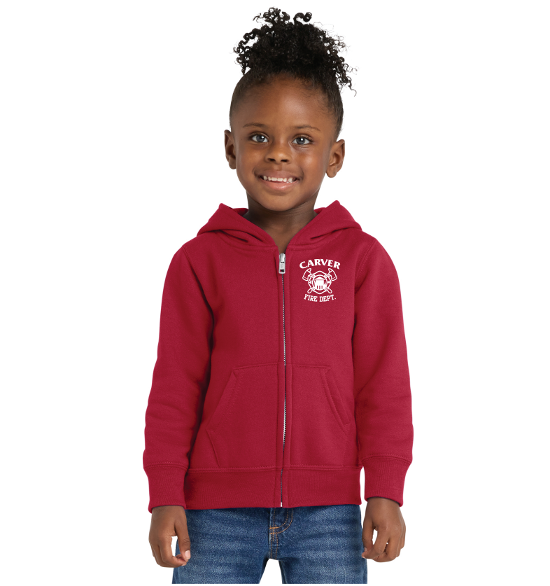 Carver Fire Port & Co® Toddler Core Fleece Full-Zip Hooded Sweatshirt (STACKED TEXT BACK)