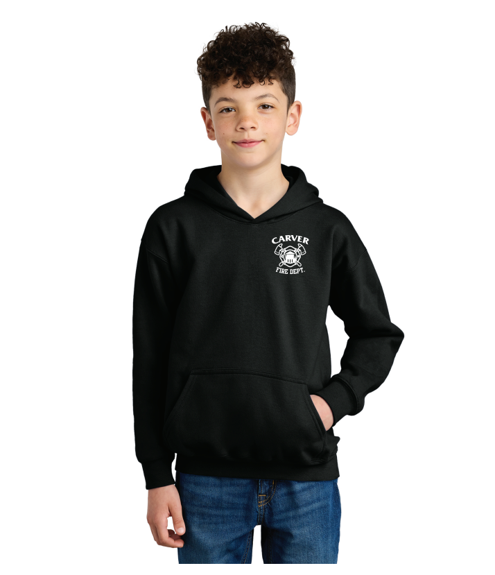 Carver Fire Gildan® Youth Softstyle® Midweight Fleece Hoodie (STACKED TEXT BACK)