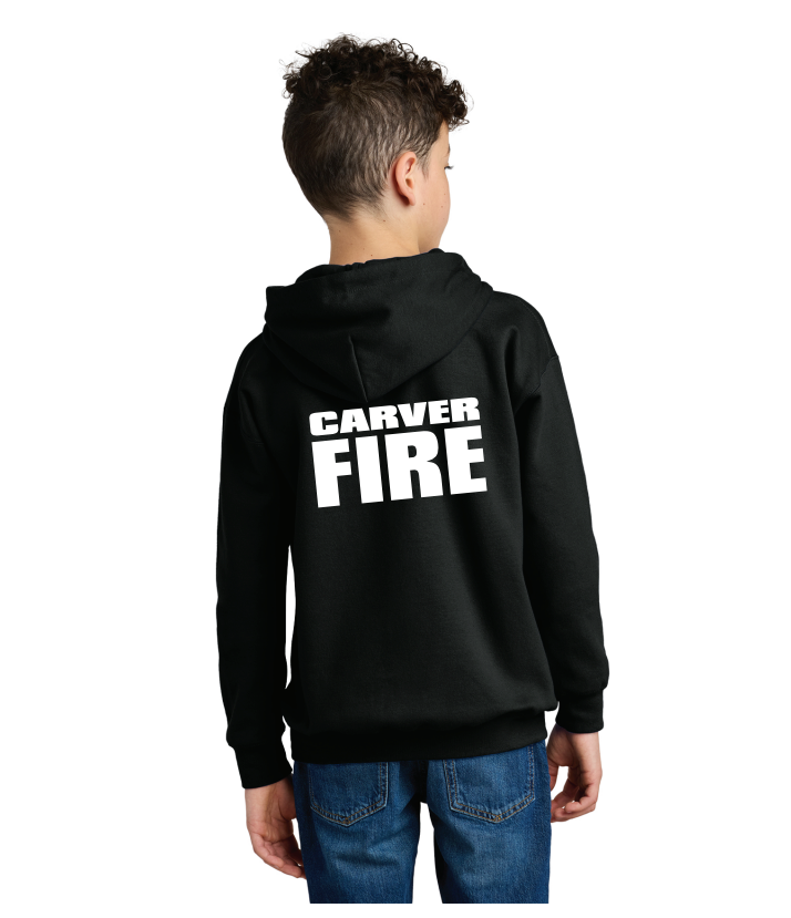 Carver Fire Gildan® Youth Softstyle® Midweight Fleece Hoodie (STACKED TEXT BACK)