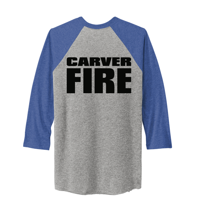 Carver Fire Next Level Apparel® Adult Tri-Blend 3/4-Sleeve Raglan Tee (STACKED TEXT BACK)