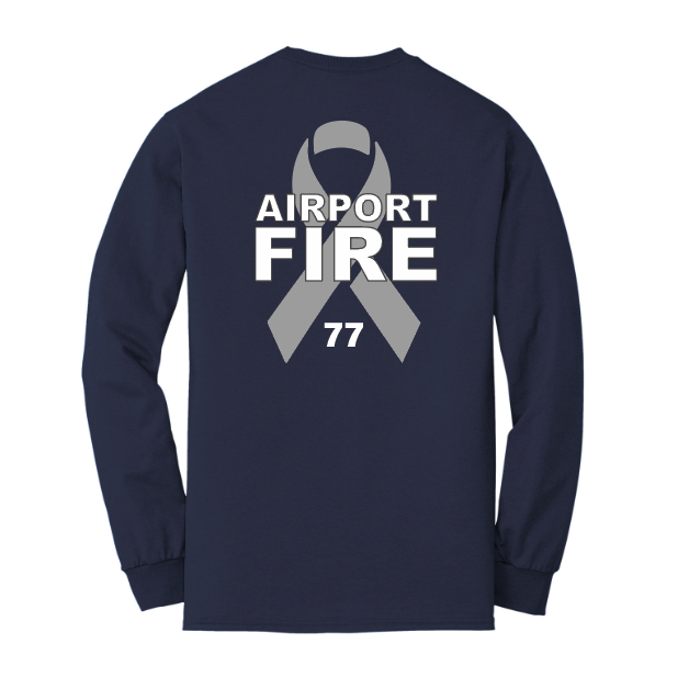 Airport Fire NEW Cancer Awareness Gildan® Long Sleeve DryBlend® 50 Cotton/50 Poly T-Shirt - NAVY