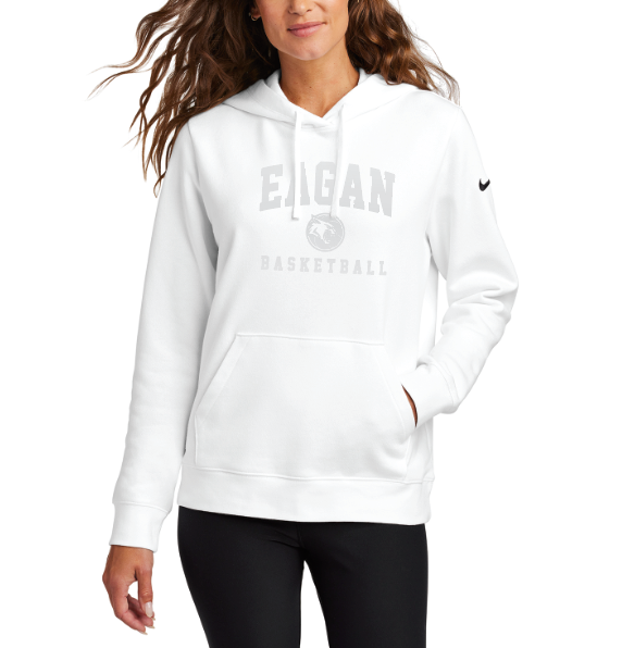 Eagan Basketball WHITE-OUT Nike Women's Club Fleece Sleeve Swoosh Pullover Hoodie