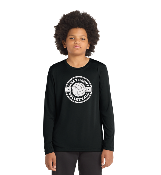Club Velocity Sport-Tek® Youth UNISEX Posi-UV® Pro Long Sleeve Tee - BLACK