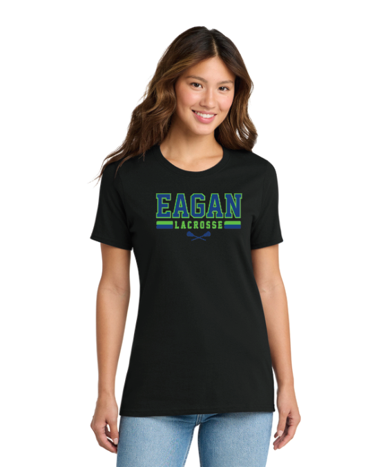 Eagan Lacrosse Port & Company® Women's Core Cotton Tee - BLACK