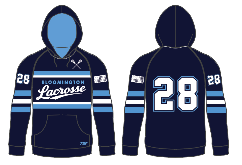 Bloomington Lacrosse YOUTH/ADULT SUBLIMATED HOODIE - NAVY
