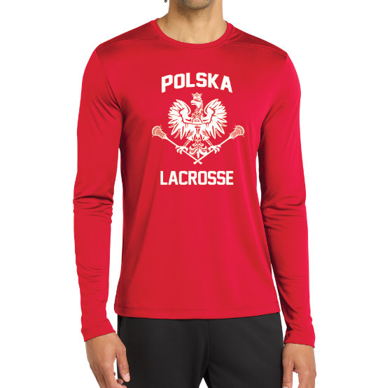 Poland Lacrosse Sport-Tek® Posi-UV® Pro Long Sleeve Tee - RED