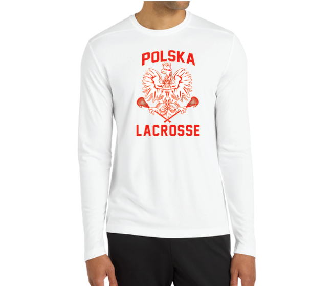 Poland Lacrosse Sport-Tek® Posi-UV® Pro Long Sleeve Tee - WHITE