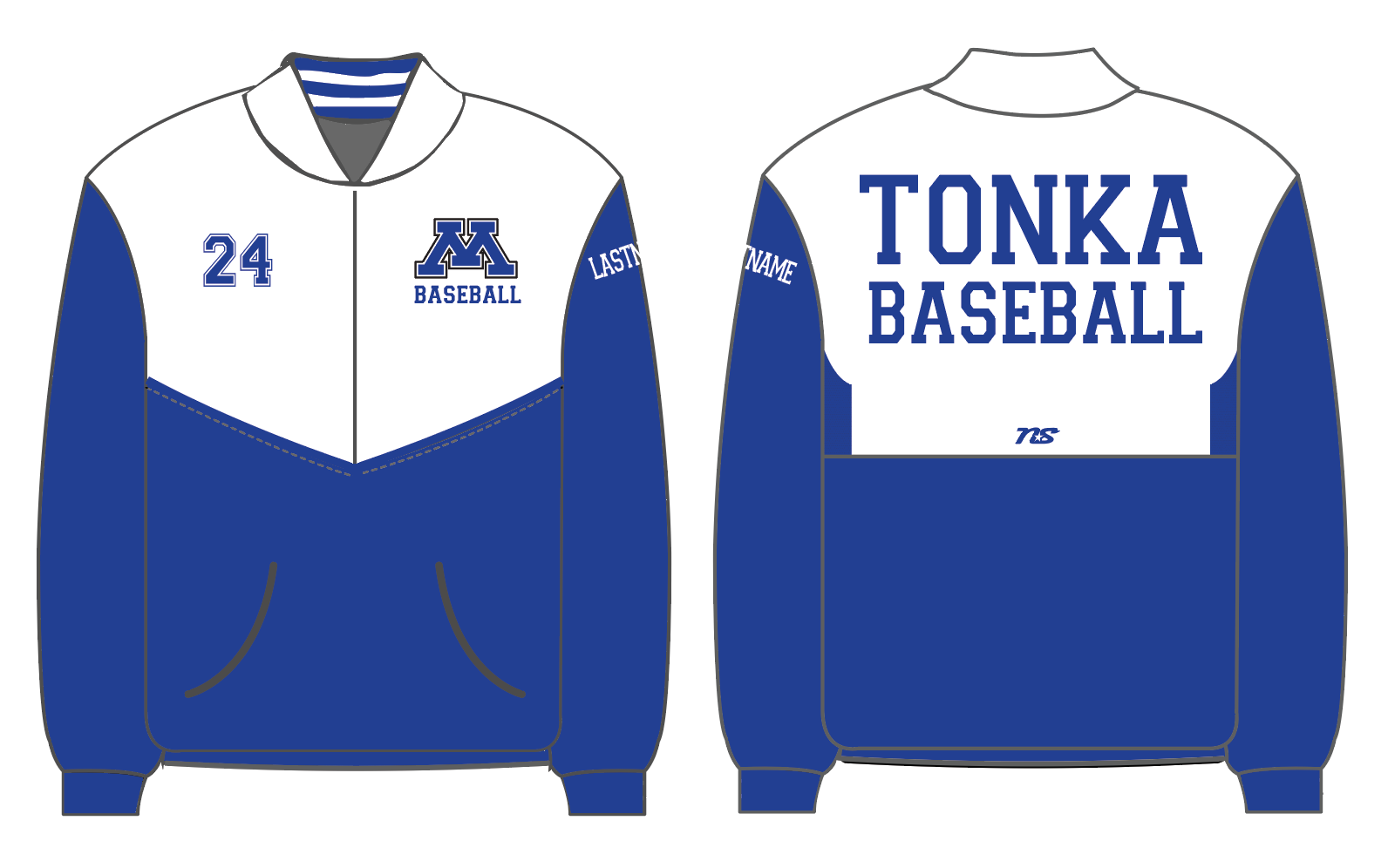 Minnetonka Baseball *QUARTER-ZIP* Warm-Up Jacket - ROYAL/WHITE