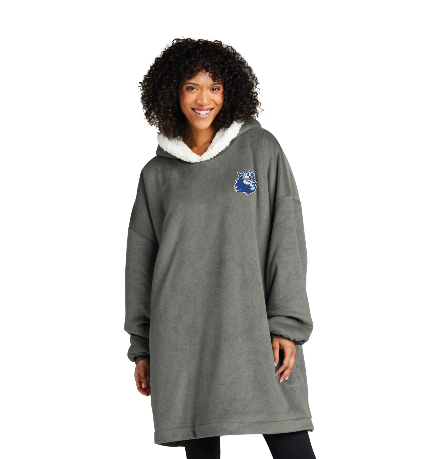 Hopkins Football UNISEX Port Authority® Mountain Lodge Wearable Blanket - HEARTH GREY