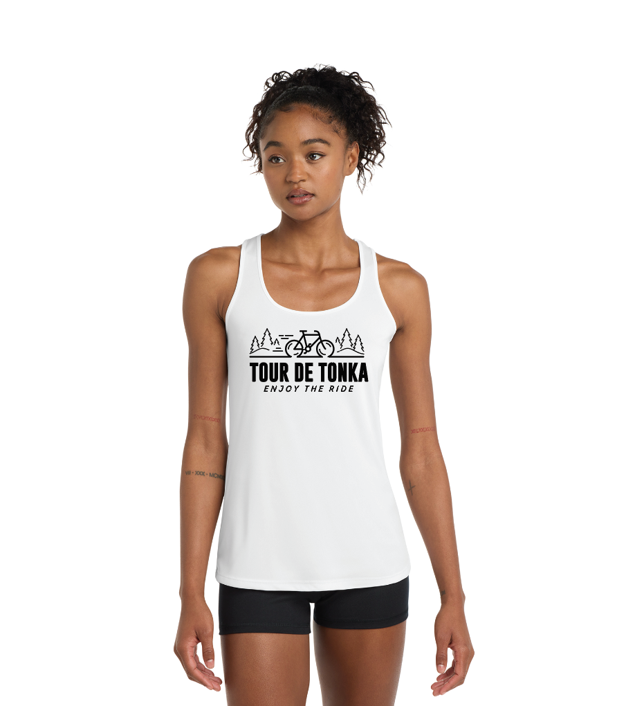 Tour De Tonka Sport-Tek Women's Racerback Tank - WHITE