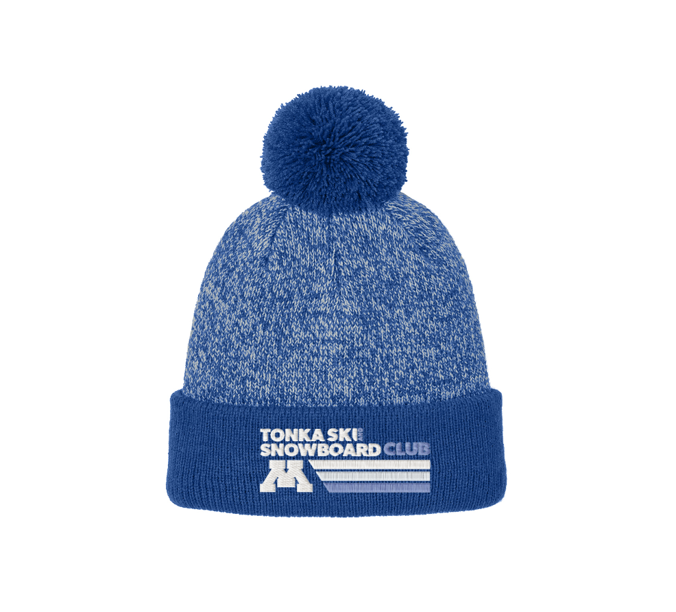 Minnetonka Ski and Snowboard Club | Sport-Tek® Halftime Heather Pom Beanie - BLUE