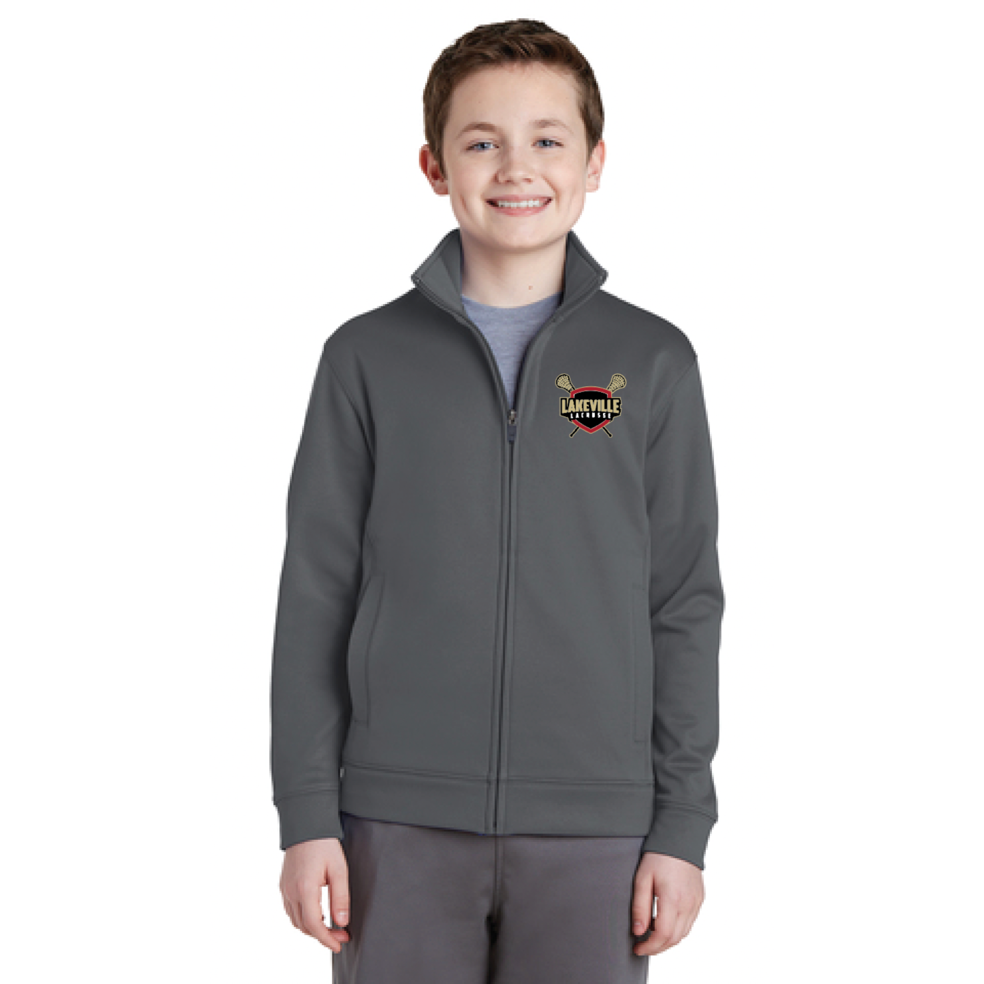 Lakeville Lacrosse Youth Sport-Tek (Sport-Wick® Fleece Full-Zip Jacket) Dark Smoke Grey