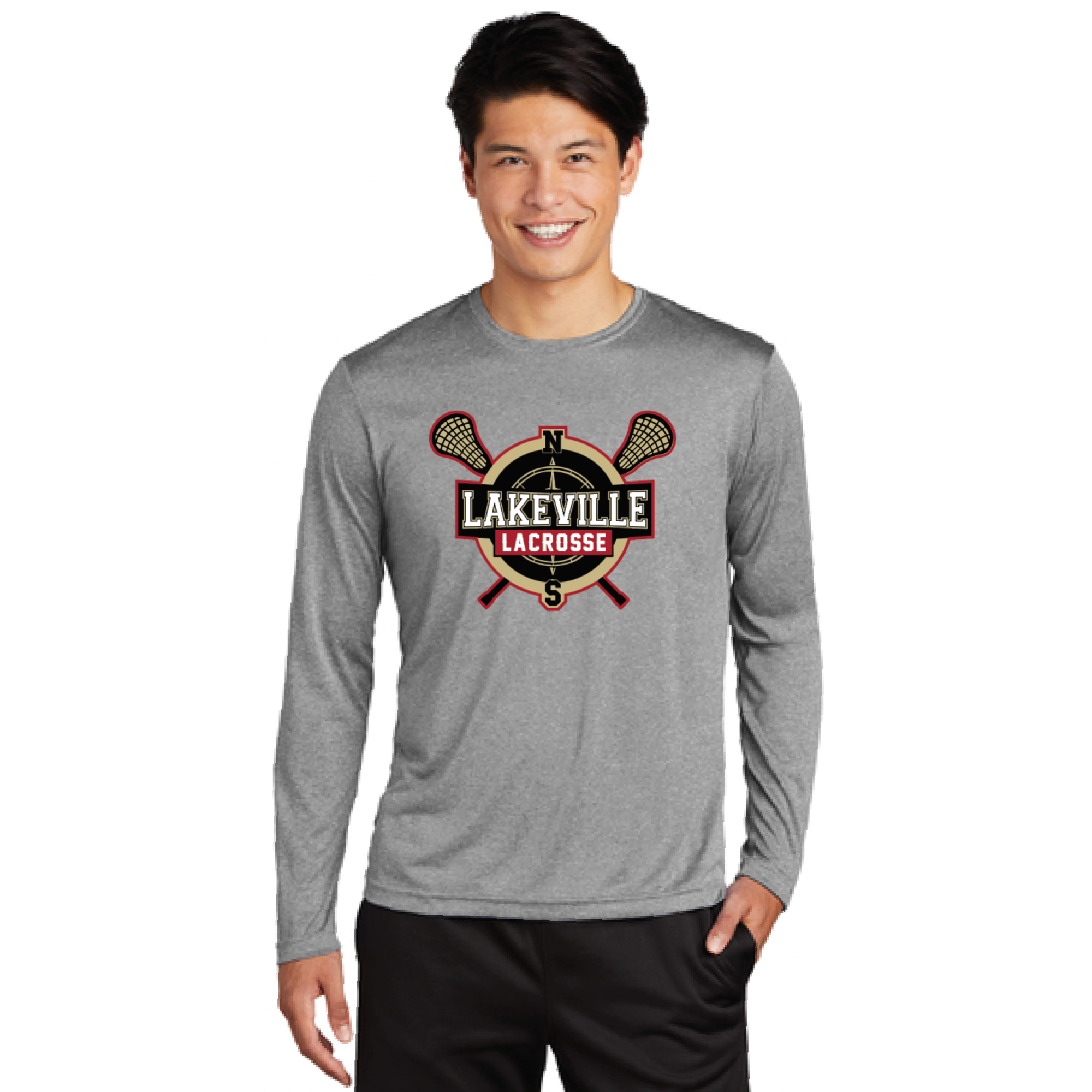 Lakeville Lacrosse Men's Sport-Tek (LS Heather Contender Tee) Vintage Heather