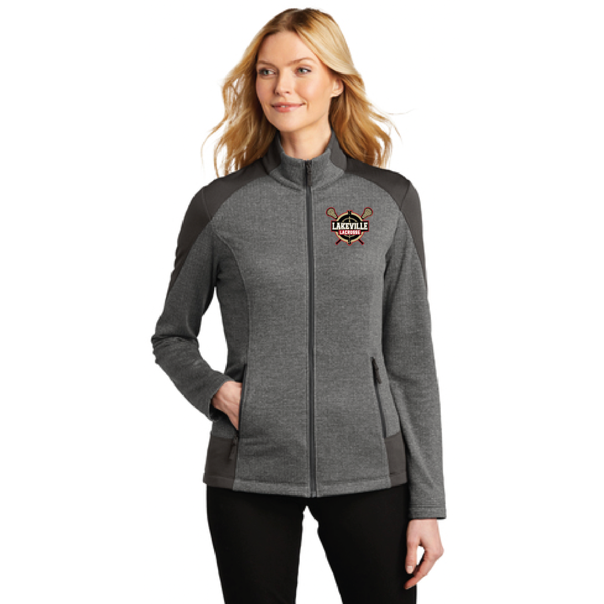 Lakeville Lacrosse Women's Port Authority (Grid Fleece Jacket) Grey Smoke