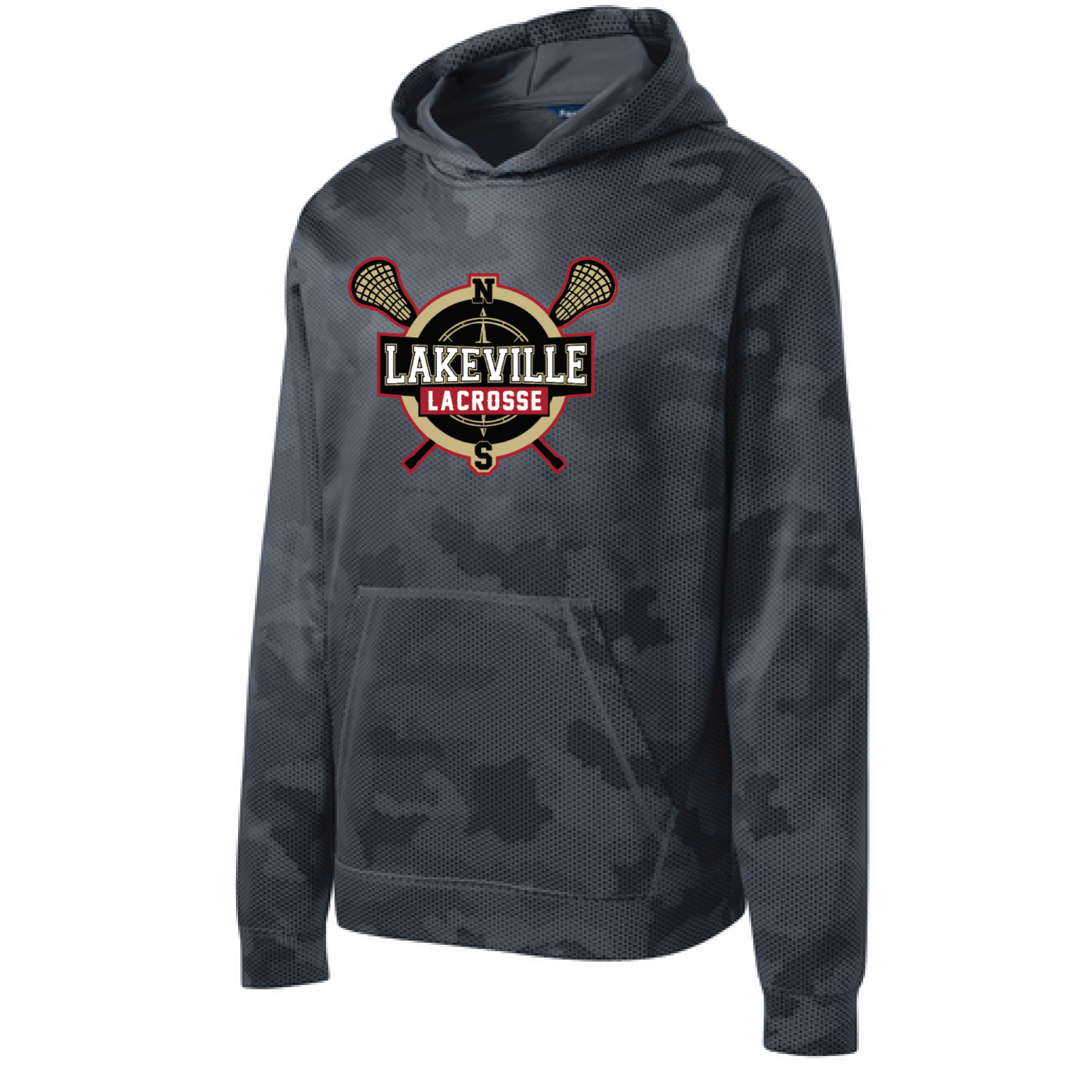 Lakeville Lacrosse Youth Sport Tek (Sport-Wick Fleece Hoodie) Dark Grey