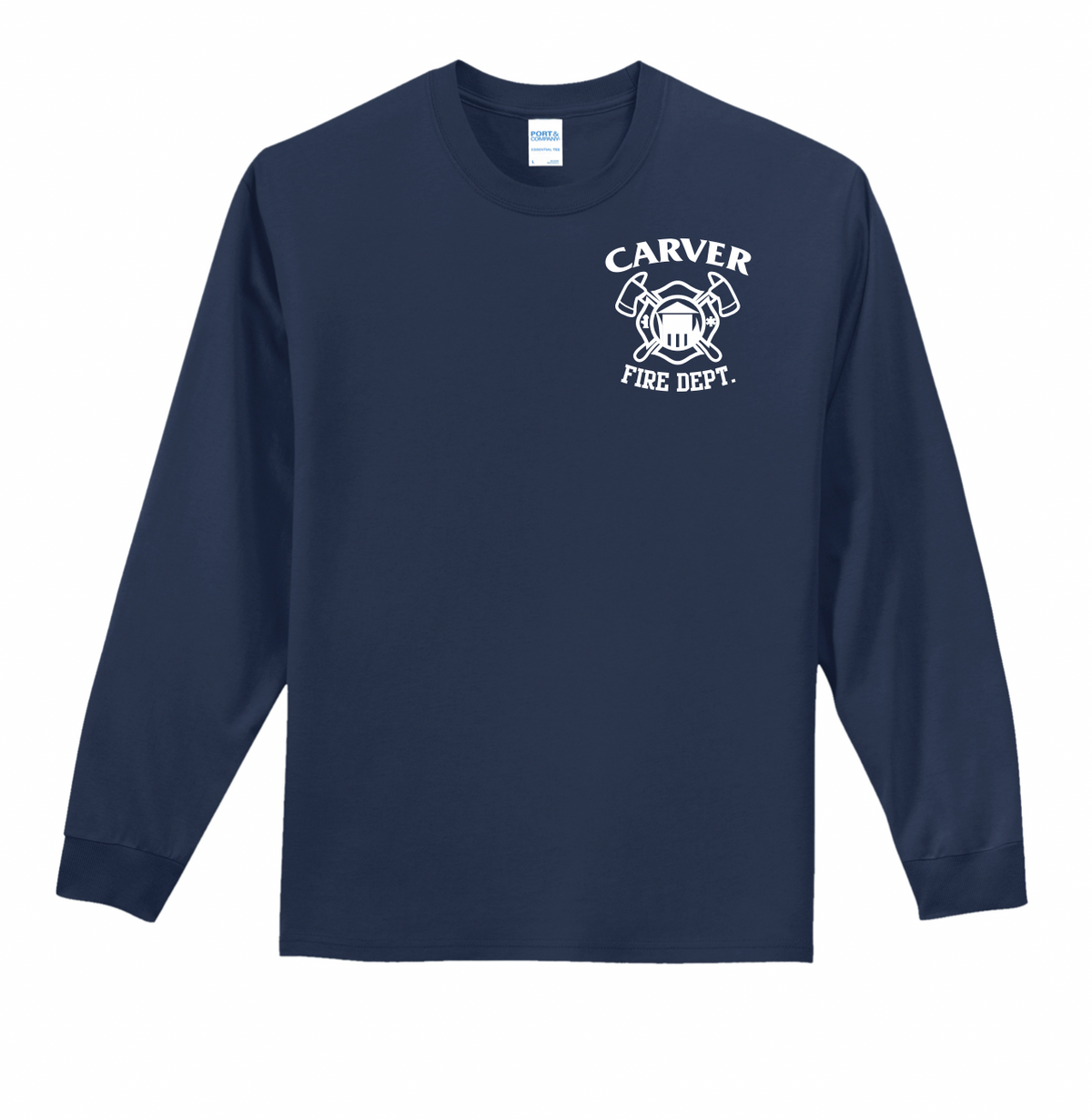 Carver Fire Port & Co® Long Sleeve Essential Tee (STACKED TEXT BACK)