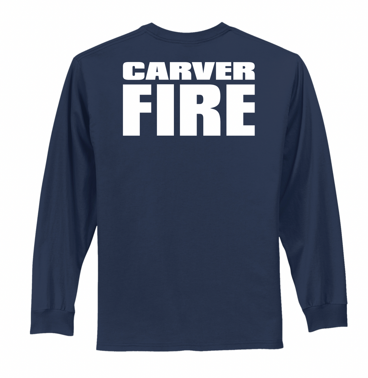 Carver Fire Port & Co® Long Sleeve Essential Tee (STACKED TEXT BACK)