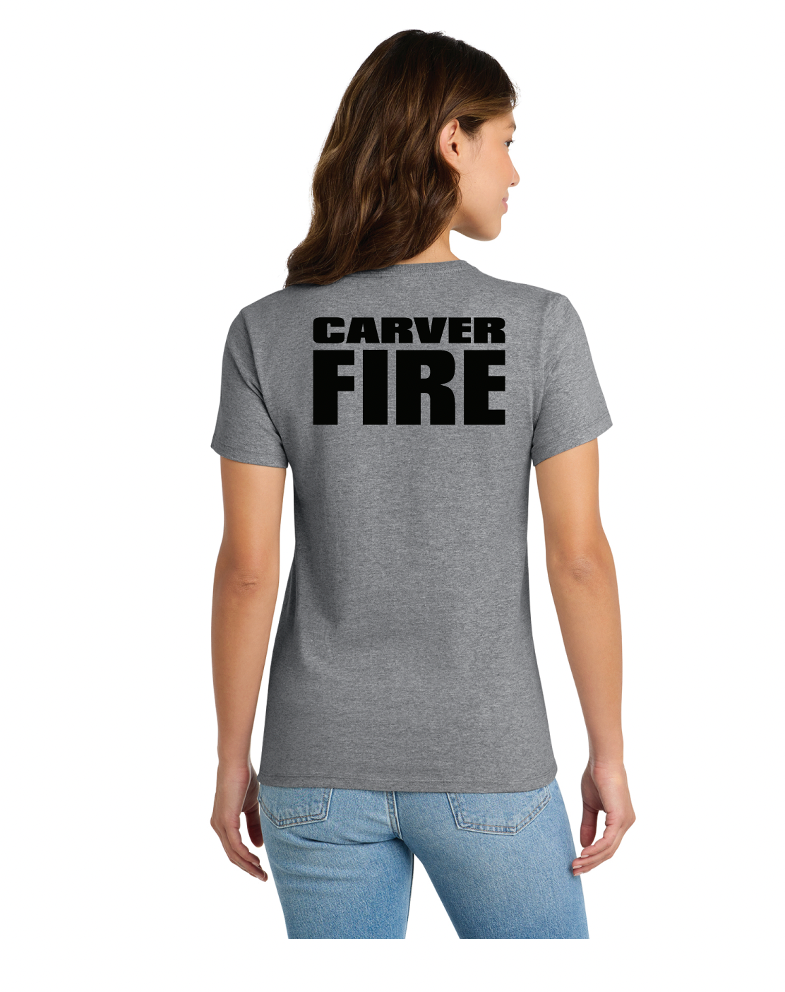 Carver Fire Port & Co® Women's Essential Tee (STACKED TEXT BACK)