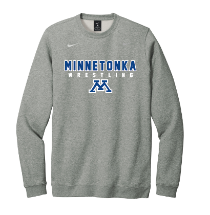 Minnetonka Wrestling Nike Club Fleece Crew - Grey
