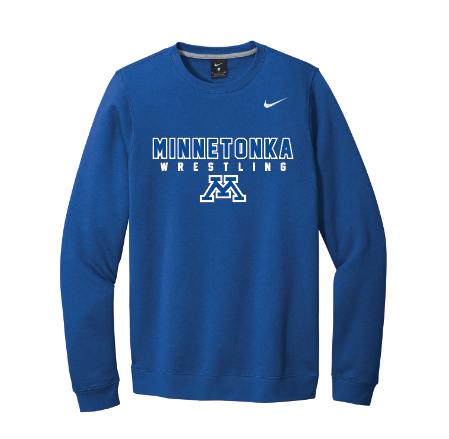 Minnetonka Wrestling Nike Club Fleece Crew - Blue