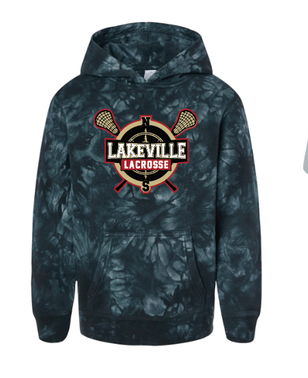 Lakeville Youth Midweight Tie-Dyed Hooded Sweatshirt - TIE DIE BLACK