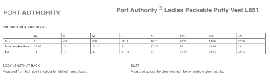 North Fork Lacrosse Port Authority® Ladies Packable Puffy Vest - Charcoal