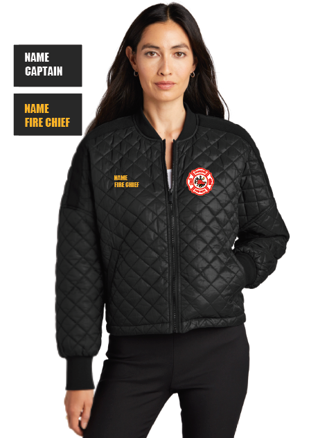 *FIREFIGHTERS ONLY* WOMENS Cambridge Fire Dpt. Mercer+Mettle™ Women’s Boxy Quilted Jacket - DEEP BLACK