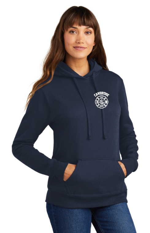*FIREFIGHTERS ONLY* Cambridge Fire Dpt. Women's Fleece Pullover Hooded Sweatshirt - NAVY
