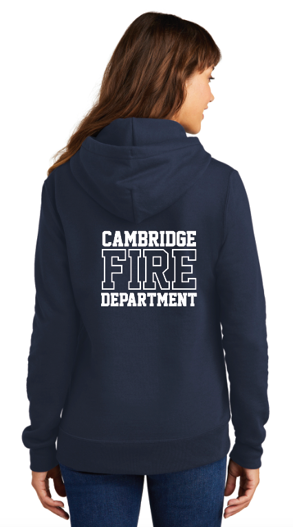 *FIREFIGHTERS ONLY* Cambridge Fire Dpt. Women's Fleece Pullover Hooded Sweatshirt - NAVY