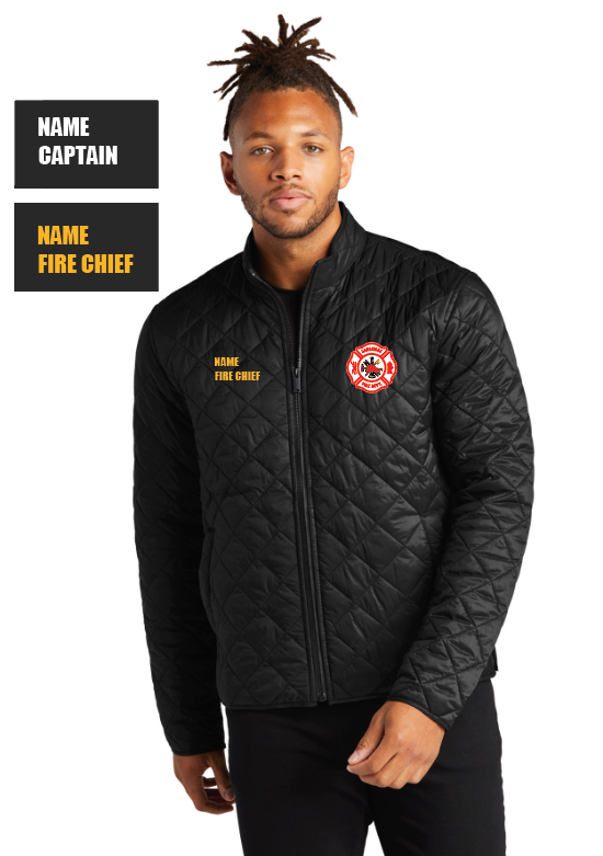 *FIREFIGHTERS ONLY* MENS Cambridge Fire Dpt. Mercer+Mettle™ Quilted Full-Zip Jacket - DEEP BLACK