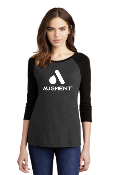 Augment Stacked District ® Women’s Tri ® 3/4-Sleeve Raglan - BLACK/BLACK FROST