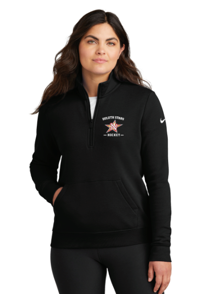 Duluth Northern Stars Nike Women's Club Fleece Sleeve Swoosh 1/2-Zip - BLACK