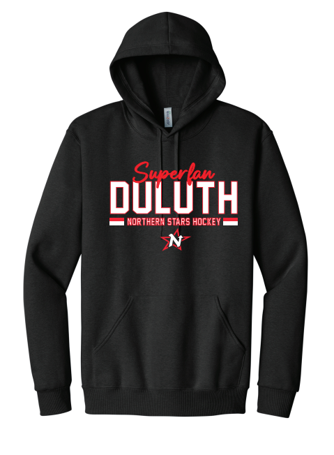 Duluth Nortern Stars SUPERFAN Jerzees Premium Blend Pullover Hooded Sweatshirt - BLACK