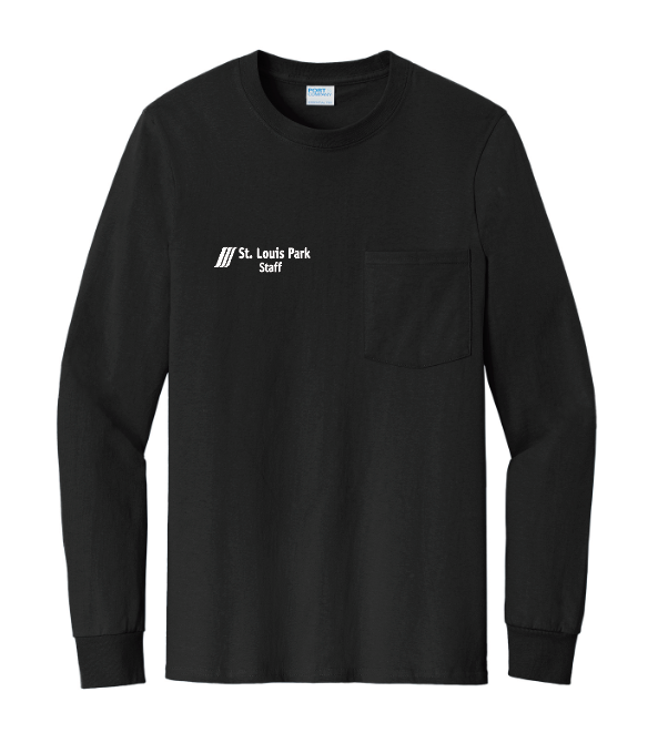 SLP Public Works Port & Company® Long Sleeve Essential Pocket Tee - BLACK