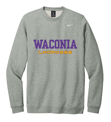 Waconia Lacrosse Nike Club Fleece Crew - DARK GREY HEATHER