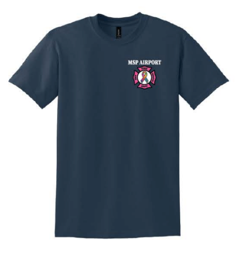 Airport Fire NEW Cancer Awareness Gildan® DryBlend® 50 Cotton/50 Poly T-Shirt - NAVY