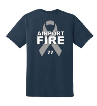 Airport Fire NEW Cancer Awareness Gildan® DryBlend® 50 Cotton/50 Poly T-Shirt - NAVY