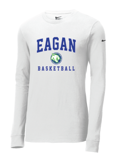 Eagan Baskteball Nike Dri-FIT Cotton/Poly Long Sleeve Tee - WHITE