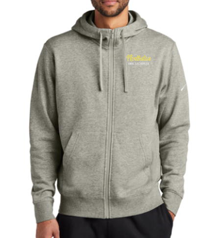 NLC Nike Club Fleece Sleeve Swoosh Full-Zip Hoodie - DARK GREY HEATHER