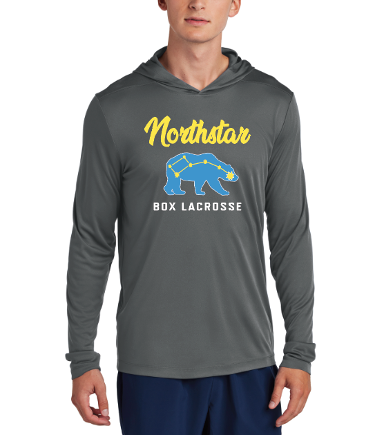 NLC Sport-Tek® Posi-UV® Pro Long Sleeve Hoodie - DARK SMOKE GREY