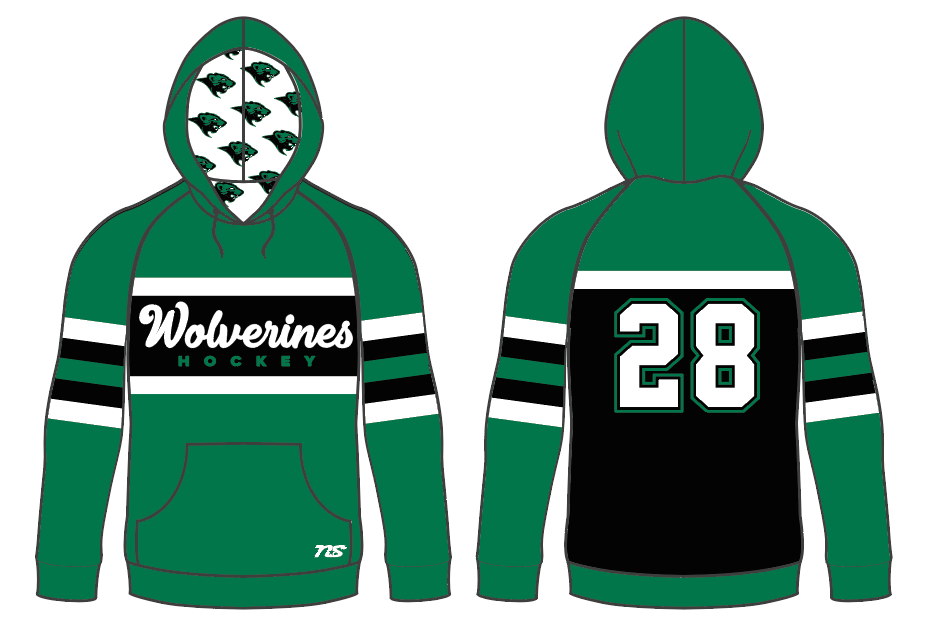 Rock Ridge Hockey Sublimated Hoodie - GREEN/BLACK