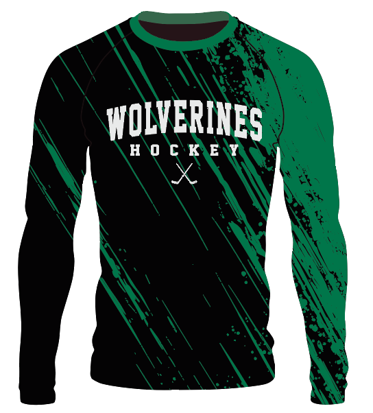 Rock Ridge Hockey Sublimated Long-Sleeve Shooter Shirt - BLACK/GREEN