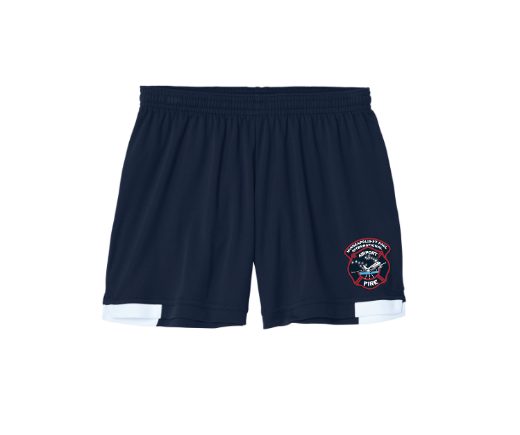 *WORKOUT* Airport Fire Sport-Tek® Women’s Club 5” Short - NAVY/WHITE