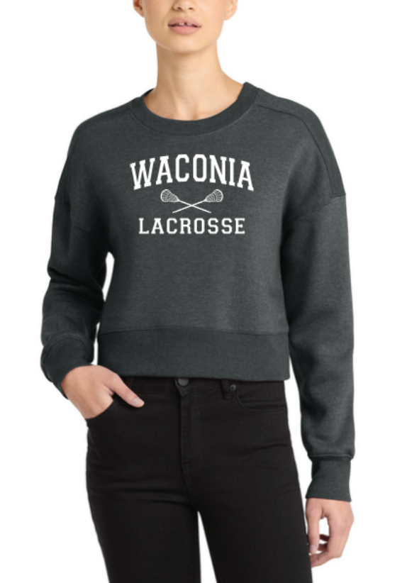 Waconia Lacrosse District® Women’s Perfect Weight® Fleece Cropped Crew - CHARCOAL GREY